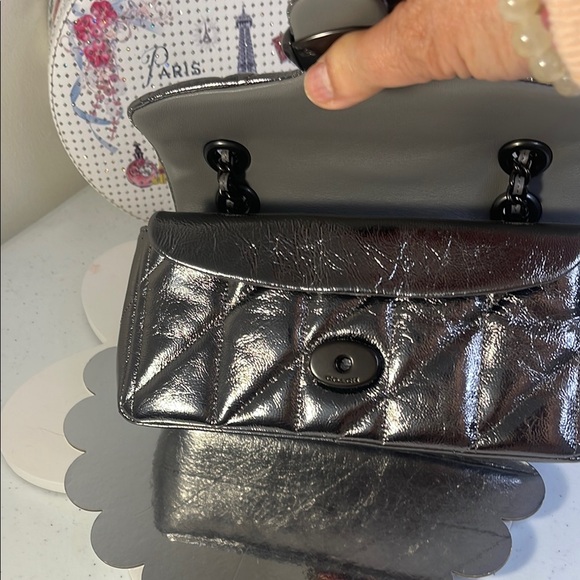 Coach Silver Metallic Quilted Shoulder Bag - Picture 7 of 16